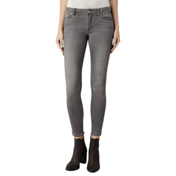 AllSaints Womens 25 Mast Skinny Zip Grey Jeans - Picture 1 of 16
